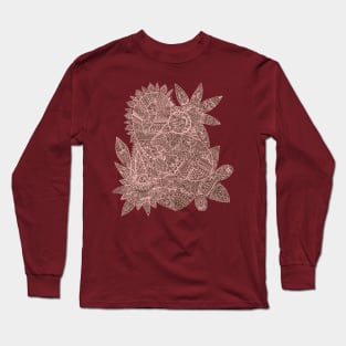 Paisley Mandala Doodle - Brown Long Sleeve T-Shirt